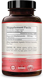 Healthy Way Pure Quercetin 500mg Supplement - 200 Capsules - Quercetin Dihydrate to Support Cardiovascular Health