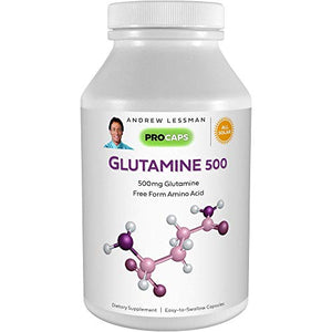 Andrew Lessman Glutamine 500 mg - 60 Capsules - Free Form Amino Acid. Supports Skeletal Muscle and Gastrointestinal Health. Maintains Healthy Kidneys, Liver, Heart & Brain. Easy-to-Swallow Capsules.