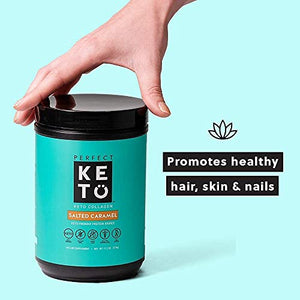 Perfect Keto Collagen Protein Powder with MCT Oil - Grassfed, GF, Multi Supplement, Best for Ketogenic Diets, Use as Keto Creamer, in Coffee and Shakes for Women & Men (Peanut Butter)