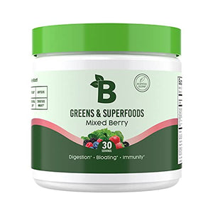 Bloom Nutrition Green Superfood | Super Greens Powder Juice & Smoothie Mix | Complete Whole Foods (Organic Spirulina, Chlorella, Wheat Grass), Probiotics, Digestive Enzymes, & Antioxidants (Berry)