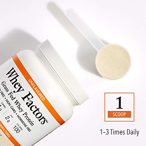 Whey Factors by Natural Factors, Grass Fed Whey Protein Concentrate, Supports Muscle Development and Immune Health, Gluten Free, Unflavored, 12 oz (13 servings)