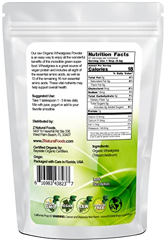 Organic Wheatgrass Powder - Bulk 5 lb Size - 100% Pure, Raw, Non-GMO, Vegan - Amazing Green Superfood For Smoothie, Juice, Shakes, Recipes - Natural Plant Protein Source