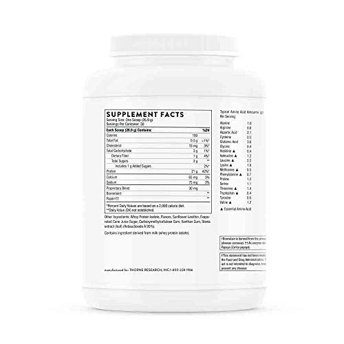 Thorne Research - Whey Protein Isolate - Easy-to-Digest Whey Protein Isolate Powder - NSF Certified for Sport - Vanilla - 29.5 Oz