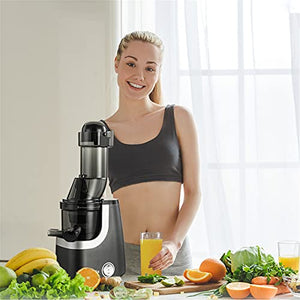 HIZQ Juicer Machine, Slow Masticating Juicer, Wide-Groove Slow Chewing Juicer for High-Nutrient Fruit And Vegetable Juice Cold-Pressed Juicer BPA-Free, Easy To Clean