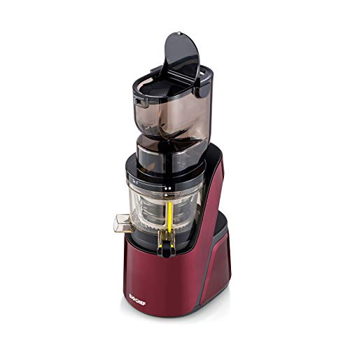 BioChef Quantum Whole Slow Juicer - With powerful 300 W motor, wide chute (3.15 x 3.15 inch) & many accessories in burgundy