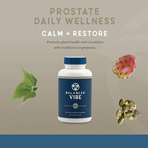 Balanced Vibe Prostate Supplement - Promotes Sleep, Helps Reduce Frequent Urination & Urgency - Made with Proprietary Blend of Saw Palmetto, Pumpkin Seed, Beta-Sitosterol - 90 Caps