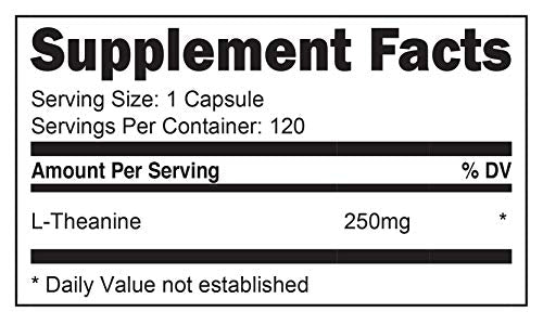 VitaDirect Premium Pure L-Theanine Capsules 250 mg (Theanine), 120 Vegetarian Capsules, Non-GMO, Gluten Free