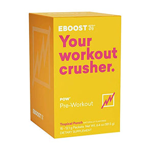 EBOOST POW Natural Pre-Workout Powder – 15 Packets - Tropical Punch - A Pre Workout Supplement for Performance, Joint Mobility Support, Energy, Focus - Non-GMO, Gluten-Free, No Creatine