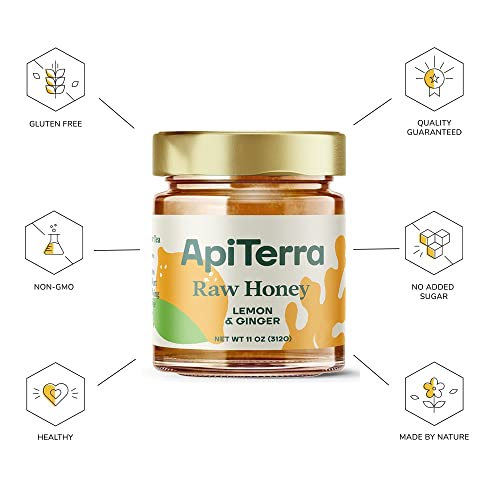 ApiTerra - Raw Honey with Lemon & Ginger , 11oz (pack of 3)