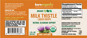 BareOrganics Milk Thistle Seed Liquid Drops, Herbal Supplement, 1 Ounce