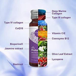 Heivy Liquid Collagen Supplement, Collagen Drink, Collagen Peptides, Skin & Health Collagen, Hydrolyzed Collagen, with CoQ10, 1.69 fl.oz./Bottle. (1 Box,10 Bottlels)