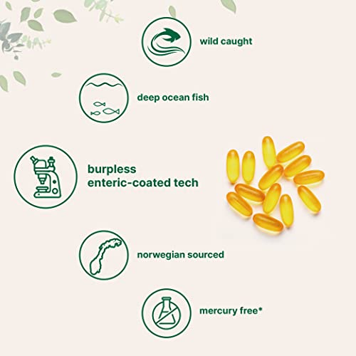 Triple Strength Omega 3 Fish Oil Supplements, Fish Oil Burpless Enteric-Coated Technology, 3750mg Per Serving, 300 Softgels, EPA 2000mg & DHA 1500mg, Deep Ocean Fish, Wild Caught at Norwegian Sea