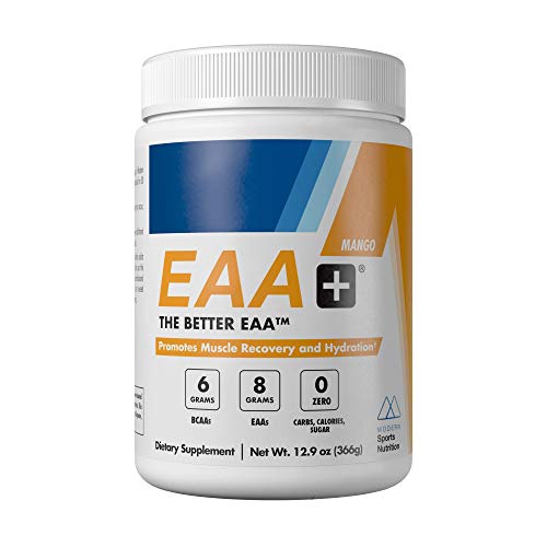 Modern's EAA+ | Essential Amino Acid Powder Mango | Post Workout Muscle Recovery & Hydration Drink | 8g EAAs, 6g BCAAs, Sugar Free, for Men & Women | 30 Servings