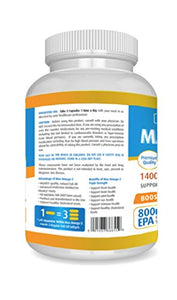 Max Omega 3 Fish Oil Pills - Triple Strength Fish Oil Supplement (2000 mg Total Omega 3 Fatty Acids: 600mg DHA + 800 mg EPA per Serving)