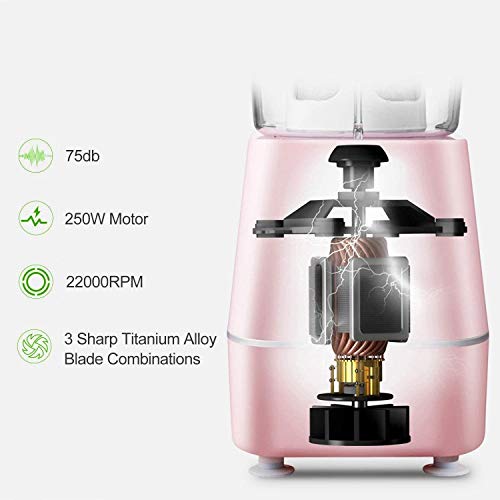 XYWCHK Blender Juicer Slow Juicer Slow Masticating Juicer Cold Press Juicer Vegetable Fruit Extractor with Quiet Motor/Reverse Function/Juice Jug (Color : Pink)