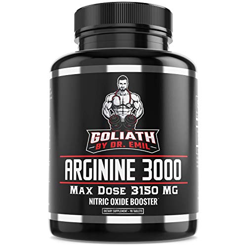 Dr. Emil - L Arginine (3150mg) Highest Capsule Dose - Nitric Oxide Supplement for Muscle Growth, Vascularity, Endurance and Heart Health (AAKG and HCL) - 90 Tablets