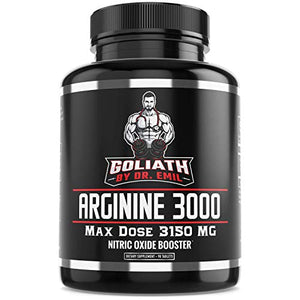 Dr. Emil - L Arginine (3150mg) Highest Capsule Dose - Nitric Oxide Supplement for Muscle Growth, Vascularity, Endurance and Heart Health (AAKG and HCL) - 90 Tablets