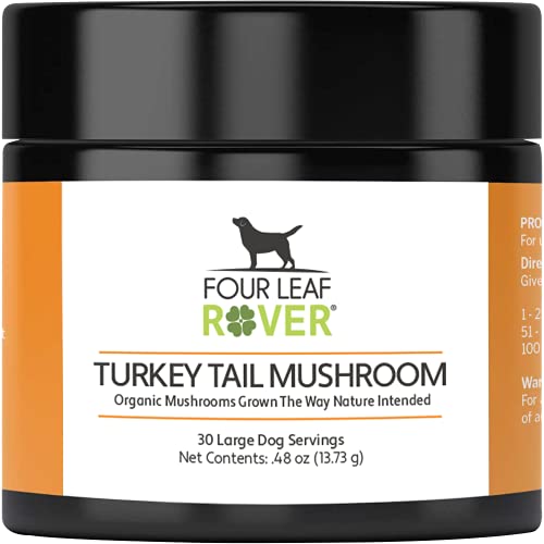 Four Leaf Rover: Turkey Tail Mushroom Extract - Critical Immune Support and Prebiotic for Dogs - Up to 200 Servings, Depending on Dog’s Weight - Rich in Beta-Glucans - Vet Formulated - for All Breeds