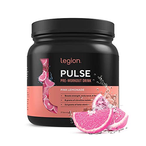 Legion Pulse Pre Workout Supplement - All Natural Nitric Oxide Preworkout Drink to Boost Energy, Creatine Free, Naturally Sweetened, Beta Alanine, Citrulline, Alpha GPC (Pink Lemonade) 21 Servings