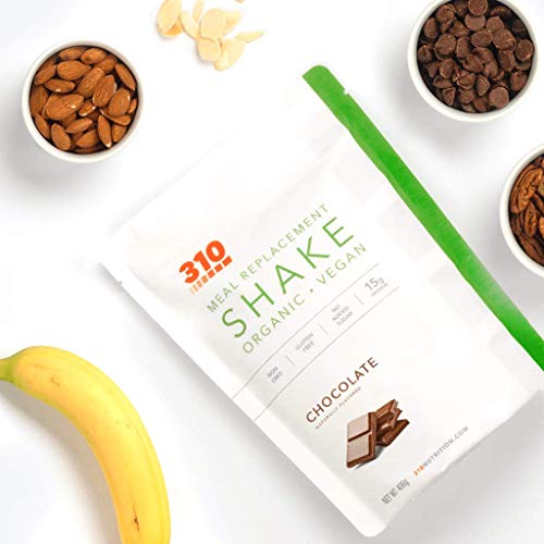 Vegan Organic Plant Protein Powder and Meal Replacement Shake - By 310 Nutrition - Gluten, Dairy and Soy Free - 0g of Sugar | Keto and Paleo Friendly… (Chocolate, 14 Servings)