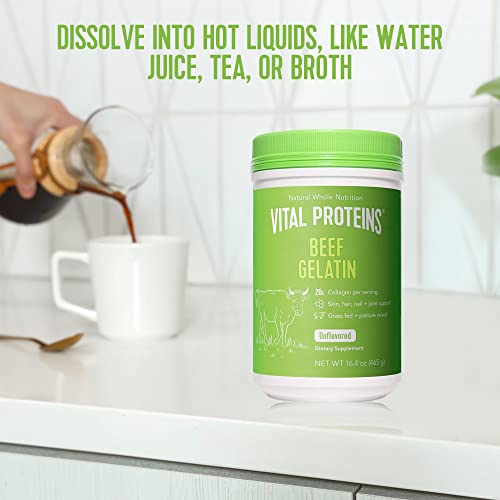 Vital Proteins Beef Gelatin : Pasture-Raised, Grass-Fed, Non-GMO (16.4 oz) - Gluten free, Dairy free, Sugar free, Whole30 Approved, and Paleo friendly