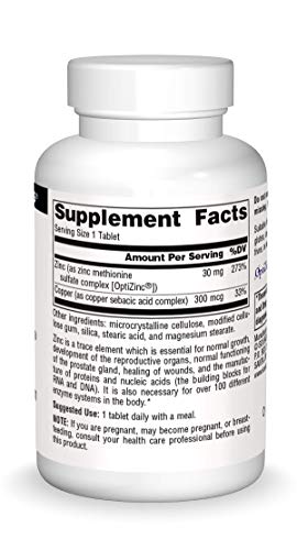 Source Naturals OptiZinc Zinc Methionine Sulfate Complex & Dietary Supplement - 60 Tablets