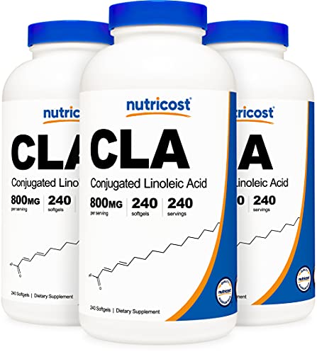 Nutricost CLA (Conjugated Linoleic Acid) 800mg, 240 Softtgels (3 Bottles)
