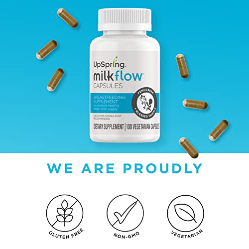 Upspring Milkflow Breastfeeding Supplement Capsules with Fenugreek & Blessed Thistle | Lactation Supplement to Promote Healthy Breast Milk Supply | 100 Capsules