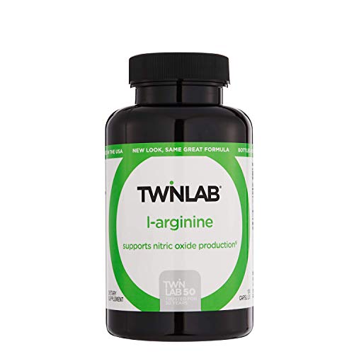 Twinlab L ARGININE 500MG - 100 Cap- Supports Nitric Oxide Production | Free Form Amino Acid