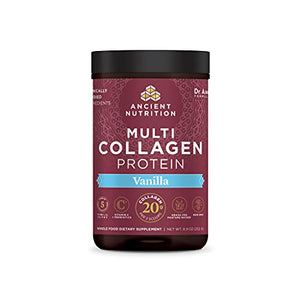 Collagen Powder Protein by Ancient Nutrition, Multi Collagen Vanilla Protein Powder, 24 Servings, Vitamin C, Hydrolyzed Collagen Peptides Supports Skin and Nails, Gut Health, Joint Supplement, 9oz