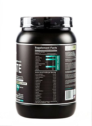 Sascha Fitness Hydrolyzed Whey Protein Isolate,100% Grass-Fed (2 Pounds, Cookies & Cream)