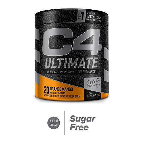 C4 Ultimate Pre Workout Powder Orange Mango - Sugar Free Preworkout Energy Supplement for Men & Women - 300mg Caffeine + 3.2g Beta Alanine + 2 Patented Creatines - 20 Servings