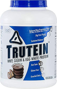 Body Nutrition Protein Powder - Trutein Chocolate Peanut Butter 4lb Whey, Casein & Egg White - Natural Low Carb Keto Friendly Drink - Zero Sugar - Lean Muscle Builder, Weight Loss, Workout, Recovery