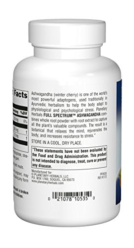 Planetary Herbals Ashwagandha Full Spectrum 570 mg, Rejuvenating Tonifier,120 Tablets