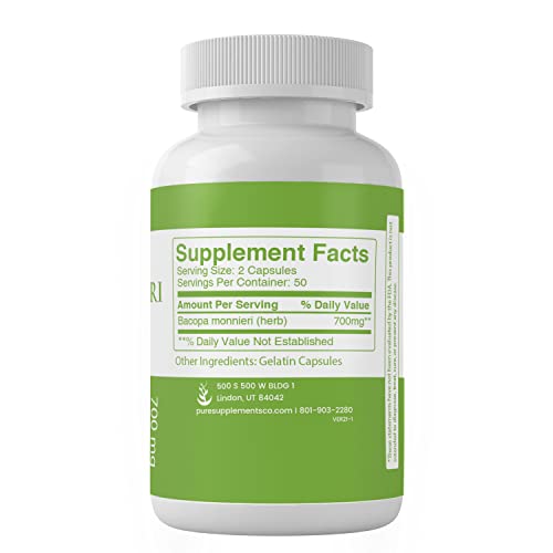 Pure Original Ingredients Bacopa Monnieri, (100 Capsules) 100% Pure, No Additives Or Fillers, Lab Verified