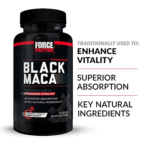 Black Maca Root Vitality Supplement for Men with Superior Absorption and Power, Natural Maca Negra Extract, Fundamentals Series, 1000mg, Force Factor, 120 Capsules (2-Pack)