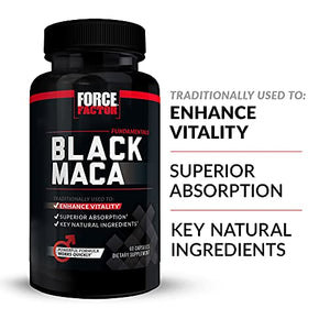 Black Maca Root Vitality Supplement for Men with Superior Absorption and Power, Natural Maca Negra Extract, Fundamentals Series, 1000mg, Force Factor, 120 Capsules (2-Pack)