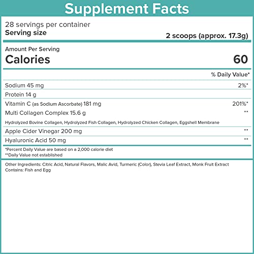 SkinnyFit Super Youth Multi-Collagen Peptides Plus Apple Cider Vinegar, Hyaluronic Acid, & Vitamin C Peach Mango Flavor, Hair, Skin, Nail & Joint Support, Immunity, Healthy Metabolism, 28 Servings