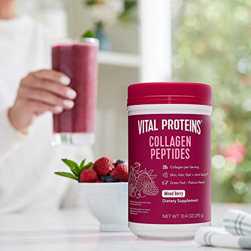 Vital Proteins Collagen Peptides Powder Supplement for Skin Hair Nail Joint, Vitamin C for Immune Support, Blueberry Strawberry Mixed Berry 10.4 oz