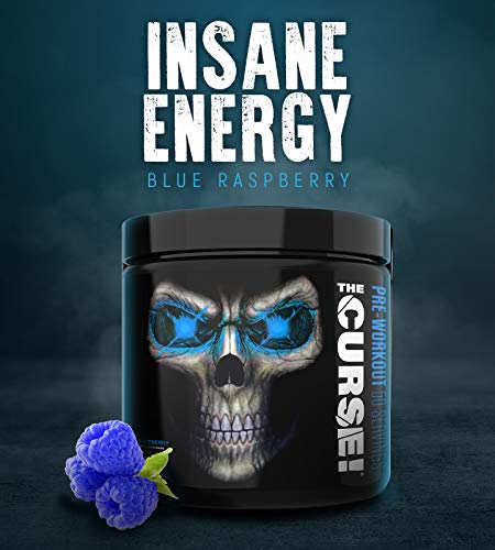 JNX Sports The Curse! Pre Workout Supplement - Intense Energy & Focus, Instant Strength Gains, Enhanced Blood Flow - Nitric Oxide Booster with Creatine & Caffeine - Men & Women | Blue Raspberry | 50 Srv