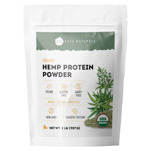 Organic Hemp Protein Powder 2lb by Kate Naturals. Delicious Gluten-Free, Vegan & Dairy-Free Non-GMO Hemp-Based Protein Powder in Resealable Bag.