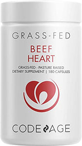 Codeage Grass Fed Beef Heart Supplement - Freeze Dried, Non-Defatted, Desiccated Beef Heart Glandular Supplements - Bovine Meat & Liver Pills –Argentina Beef Vitamins For Heart - Non-GMO -180 Capsules