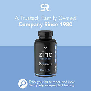 Zinc Picolinate 50mg with Organic Coconut Oil | Highly Absorbable Zinc Supplement to Support Growth, Immune Function, and Reproductive Health | Non-GMO Verified, Gluten & Soy Free (60 Liquid Softgels)