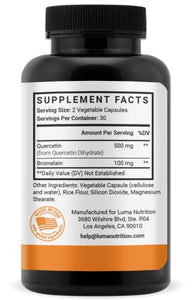 Quercetin 500mg - Quercetin with Bromelain - Powerful Quercetin Supplement - Premium Bromelain Supplement - Cardiovascular Health - Anti-Inflammatory - 60 Capsules