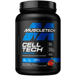 Creatine Monohydrate Powder | MuscleTech Cell-Tech Creatine Powder | Post Workout Recovery Drink | Muscle Builder for Men & Women | Muscle Building Creatine Supplements | Fruit Punch, 3 lbs (28 Serv)