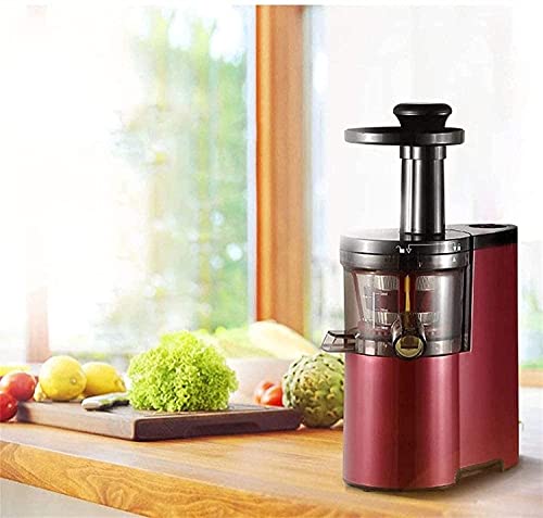 XUERUIGANG Quiet Dual-Stage Slow Speed Masticating Juicer Makes Fruit and Vegetable 80 Revolutions per Minute High Juice Output, 150-Watt（Red）