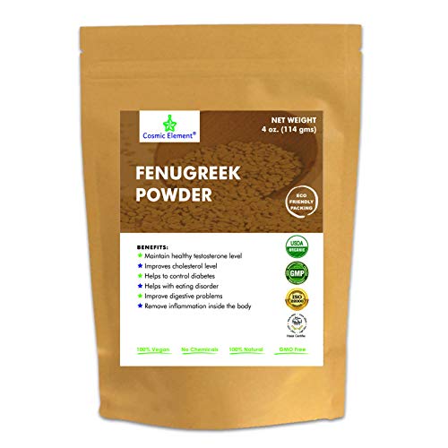 USDA CERTIFIED Organic Fenugreek TRIGONELLA FOENUM Powder , Methi Seeds, Gluten Free, Non GMO, Non Irradiated (100% NATURAL , ORGANICALLY GROWN ) - 4 Oz