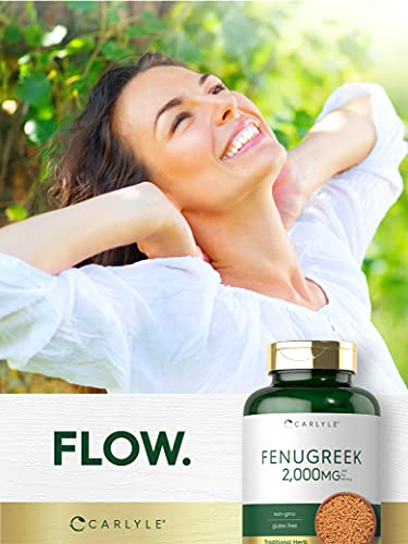 Fenugreek Capsules | 2000mg | 300 Count | Non-GMO & Gluten Free Extract | Fenugreek Seeds | by Carlyle