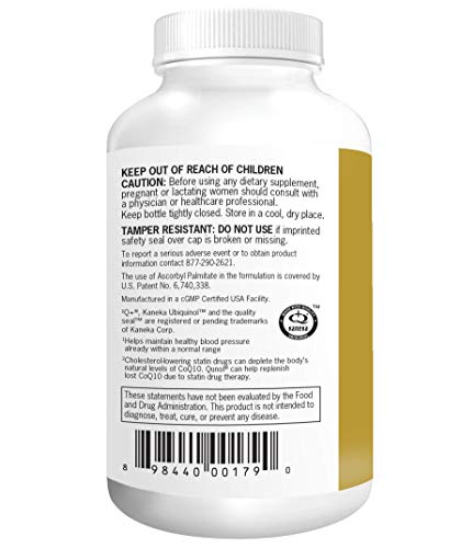 Qunol Ubiquinol CoQ10 200mg, Powerful Antioxidant for Heart and Vascular Health, Essential for Energy Production, Natural Supplement Active Form of CoQ10, 60 Count Twin Pack
