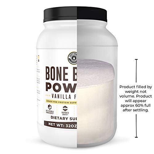 Bone Broth Protein Powder, Vanilla, Grass Fed, 2 lbs / 42 Servings, Large 32 oz Size, Low Carb, Keto Friendly, Contains Collagen, Non-GMO Ingredients, Hormone Free by Left Coast Performance